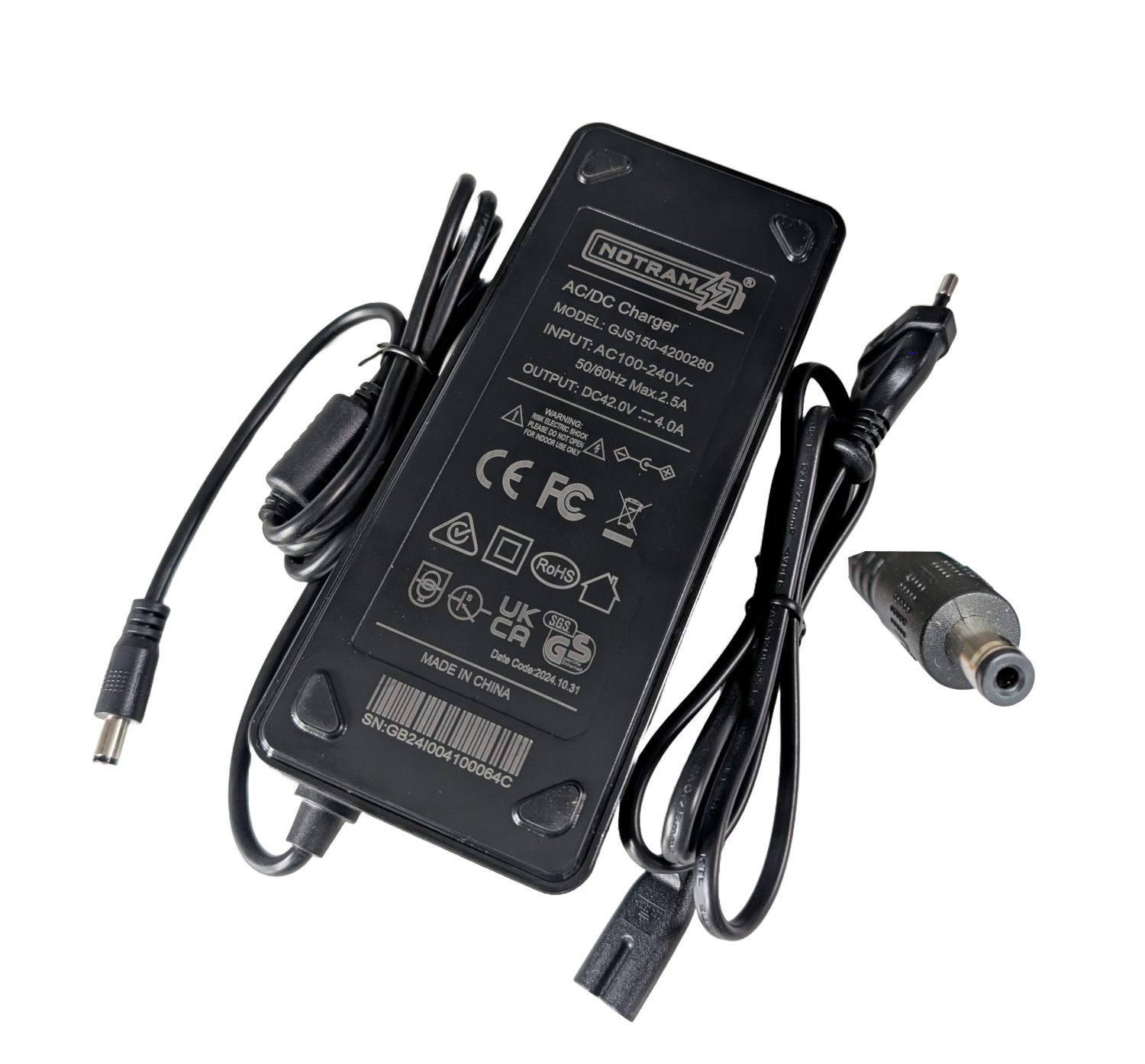 Notram snellader fietsaccu 42 volt - 4 Ampere (2polig)