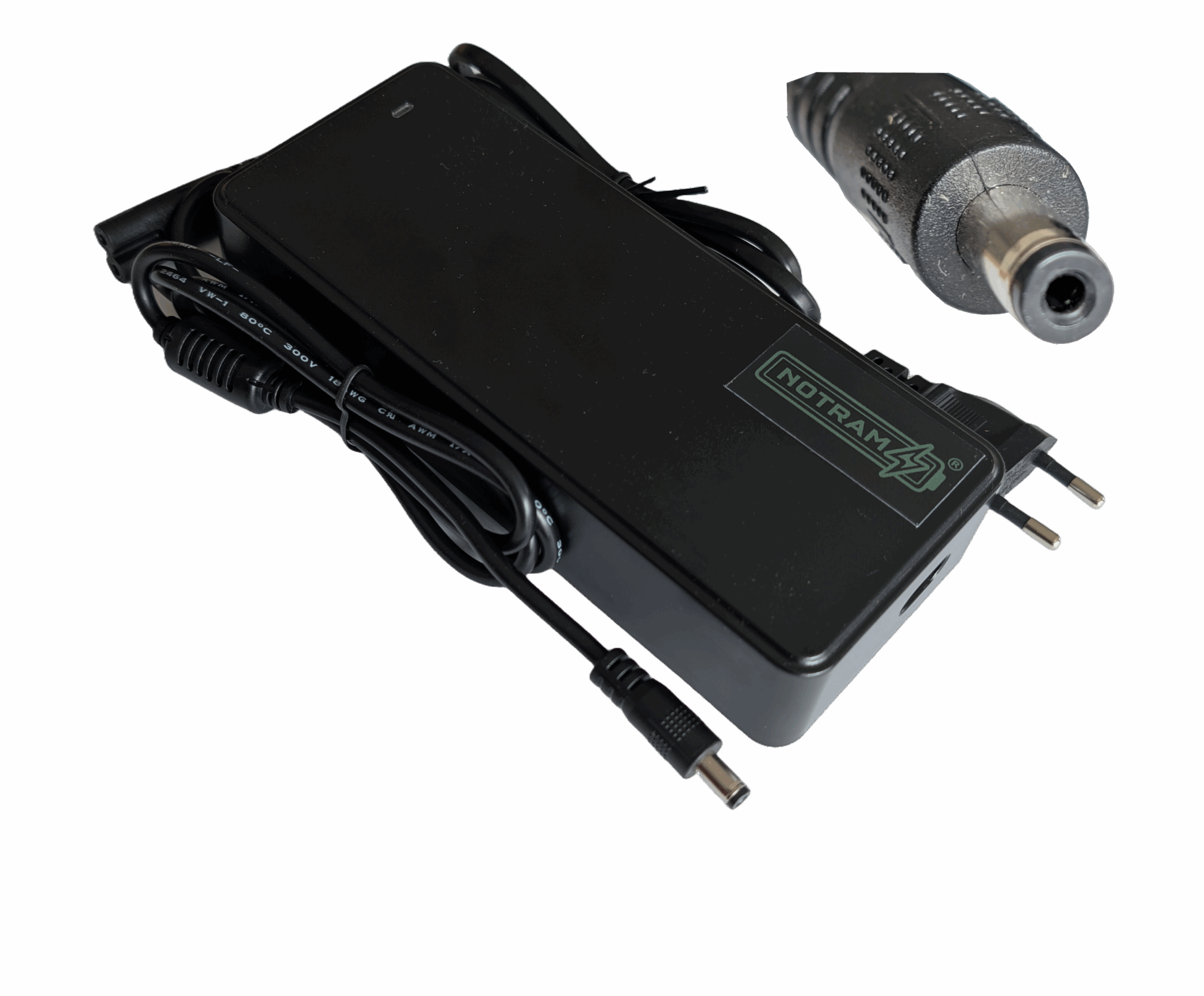 Notram Oplader fietsaccu 42V - 2 Ampere (2-polig) met ronde connector DC 5.5 x 2.1 mm