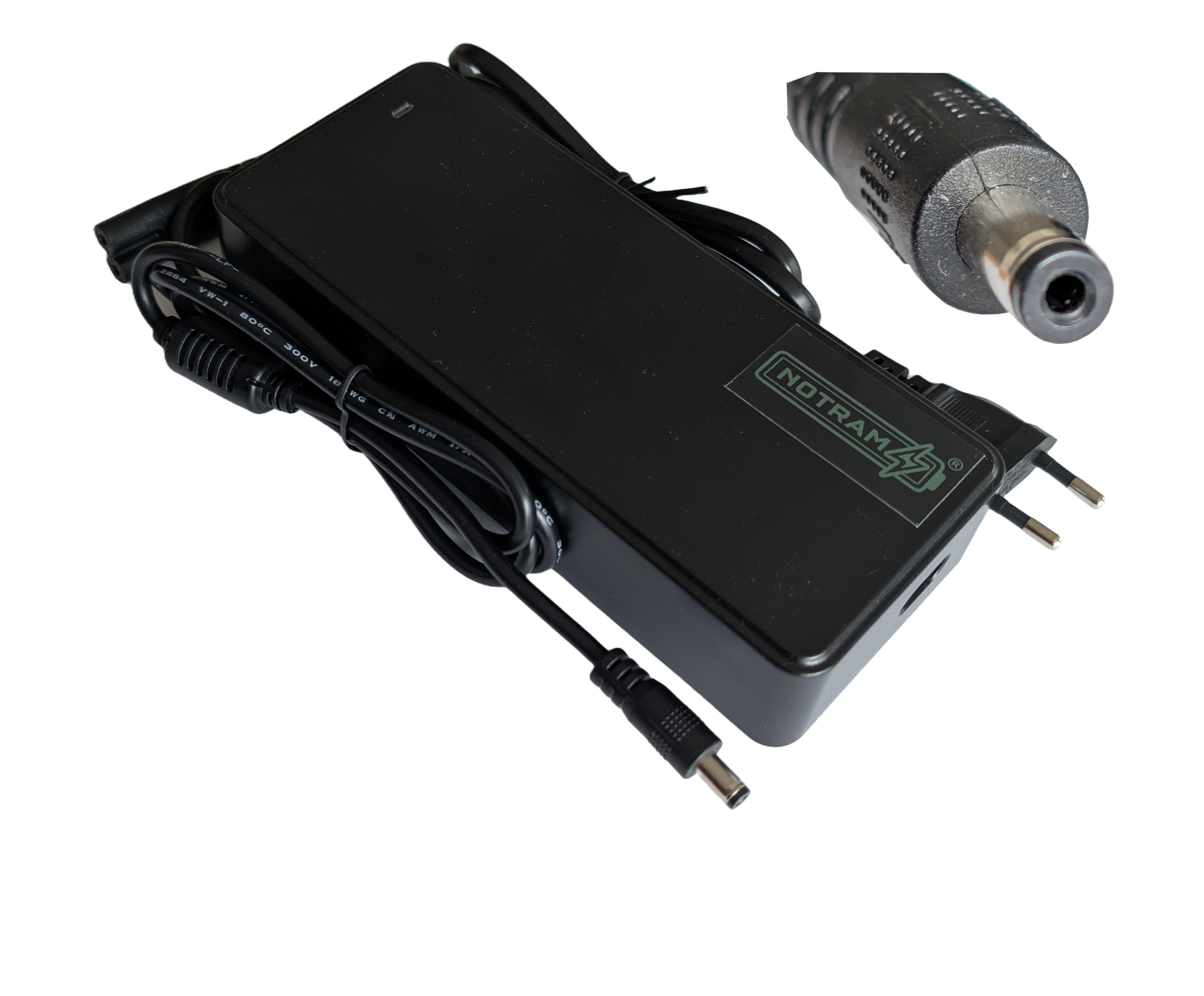 Oplader fietsaccu 42V - 2 Ampere (2-polig) met ronde connector DC 5.5 x 2.1 mm