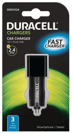 Duracell USB dubbele auto lader 2 x 2.4 A