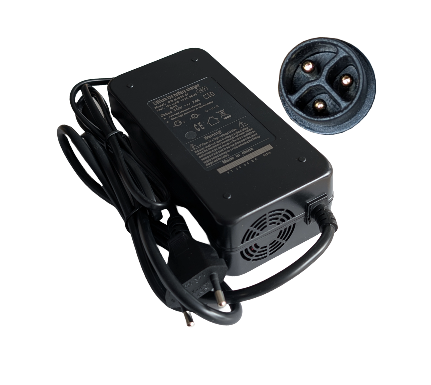 fietsacculader 54 volt / 2 A voor 48 volts voor Mate X Accu's en andere fatbike accu's